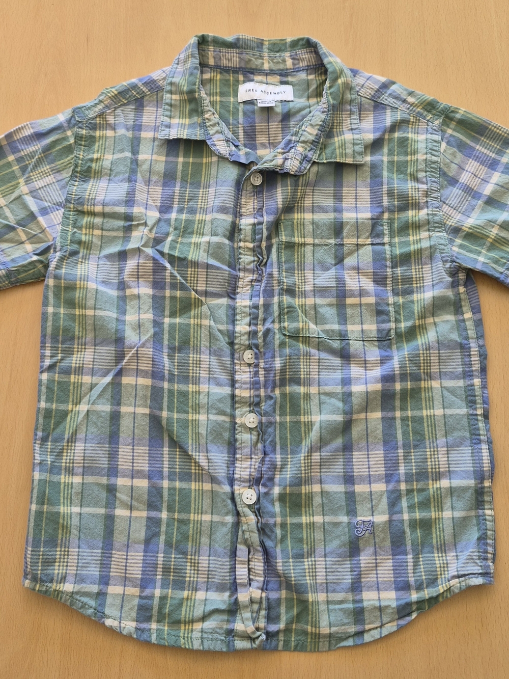 Kids Plaid Button-Down Shirt - Green & Blue